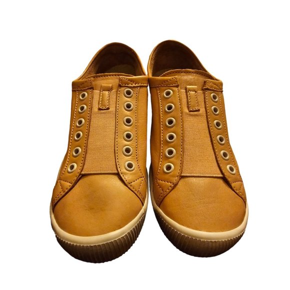Softinos Comfortable Slip on  Leather Stretch Sneaker - Orange - Picture 3 of 5